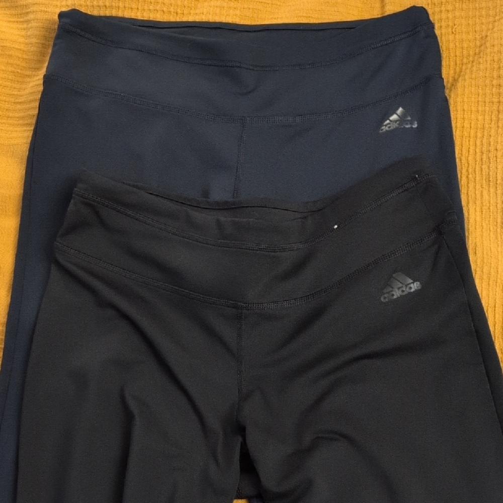 Adidas Black and Dark Blue Active Leggings